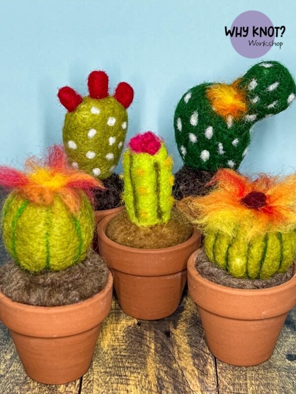 Needle Felted Cactus Decoration Fake Cactus Shelf Decor Artificial Cactus Southwestern Desert Theme, Seventh Wedding Anniversary Wool - Image 2