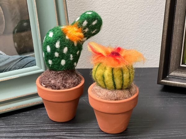 Needle Felted Cactus Decoration Fake Cactus Shelf Decor Artificial Cactus Southwestern Desert Theme, Seventh Wedding Anniversary Wool - Image 9