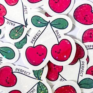 Kawaii Cherry Sticker Vinyl Decal Holographic or Semigloss Finish Cute Fruit Laptop Sticker Gift