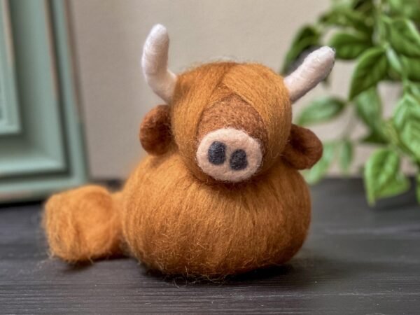 Needle Felted Highland Cow Sheep Wool Hairy Coo Cute Animal Figurine Fall Decor Unique Gift for Mom Anniversary and Housewarming
