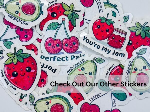 Cherry Vinyl Sticker Holographic Kawaii Fruit Water-Resistant Decal Die Cut Sticker Gift for Friend Lunchbox Sticker - Image 8