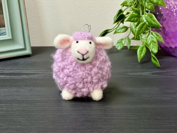 Needle Felted Sheep Ornament 4-Inch Purple Wool Animal Cute Christmas Decor Secret Santa Gift Office Desk Decor 7-Year Anniversary Present - Image 8