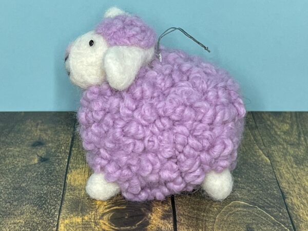 Needle Felted Sheep Ornament 4-Inch Purple Wool Animal Cute Christmas Decor Secret Santa Gift Office Desk Decor 7-Year Anniversary Present - Image 3