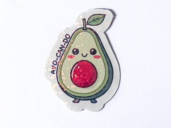 Motivational Kawaii Avocado Sticker Cute Avocado Daily Affirmation Decal, Holographic or Semigloss Finish, Sets of 1, 3, 5 & 10 - Image 2