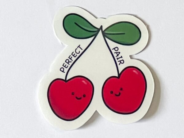 Kawaii Cherry Sticker Vinyl Decal Holographic or Semigloss Finish Cute Fruit Laptop Sticker Gift - Image 2