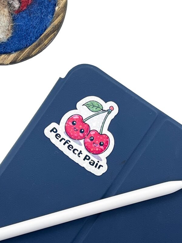 Cherry Vinyl Sticker Holographic Kawaii Fruit Water-Resistant Decal Die Cut Sticker Gift for Friend Lunchbox Sticker - Image 5