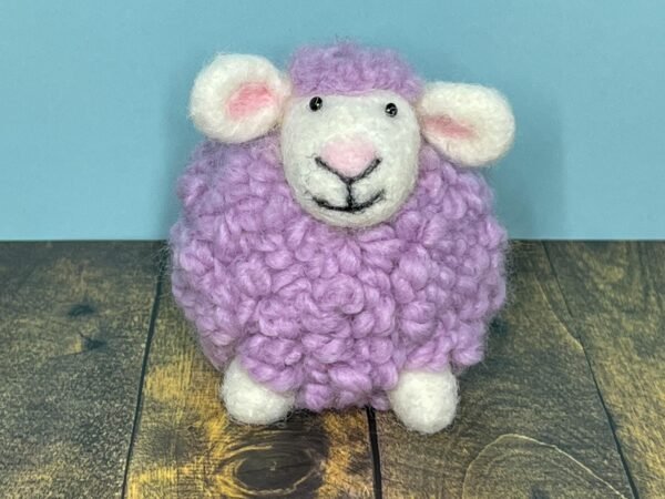 Needle Felted Sheep Ornament 4-Inch Purple Wool Animal Cute Christmas Decor Secret Santa Gift Office Desk Decor 7-Year Anniversary Present - Image 2