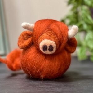 Highland Cow Wool Figurine Needle Felted Hairy Coo Cute Shelf Decor Fall Decor Housewarming or Seventh Anniversary Gift Sheep Wool