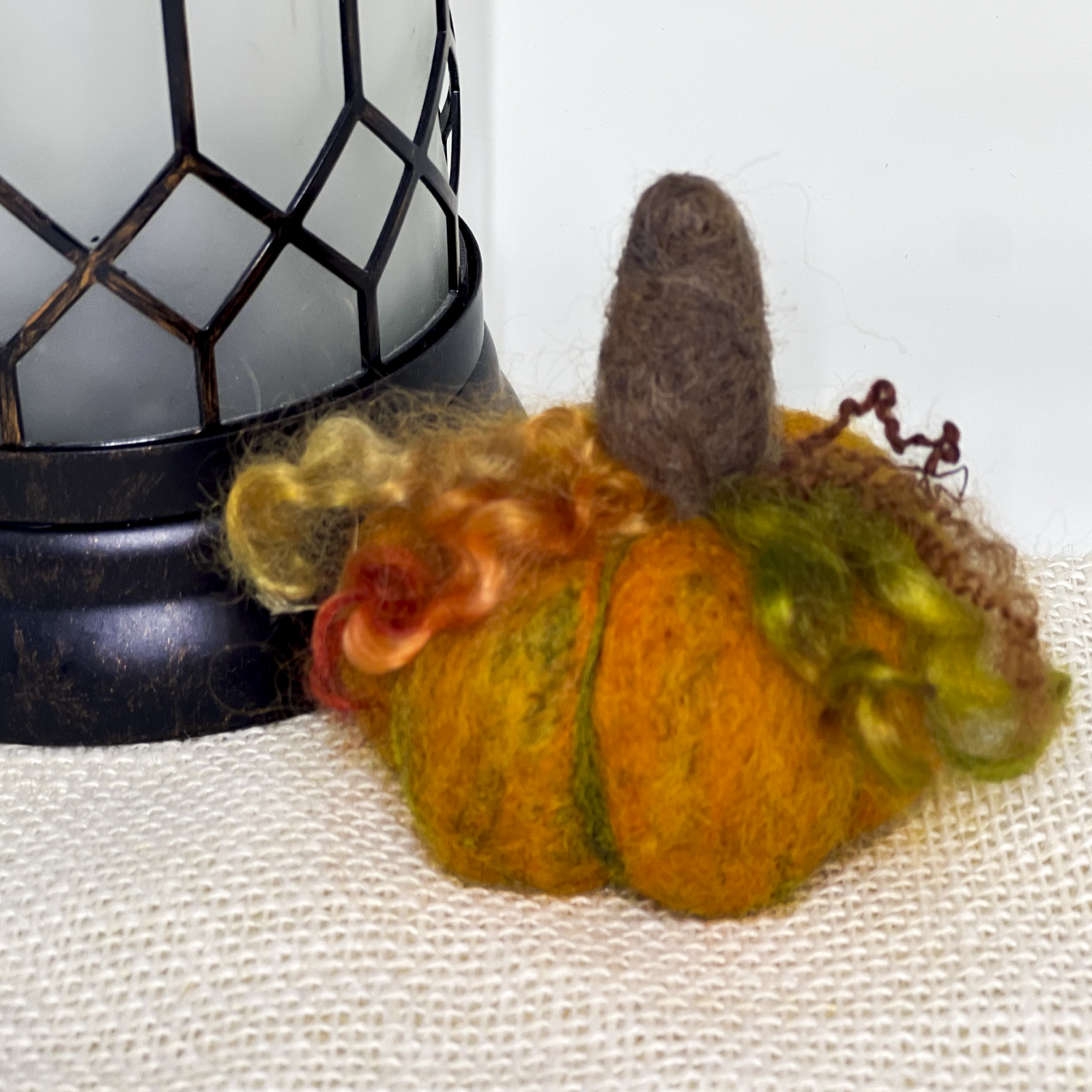 needled felted mini pumpkin